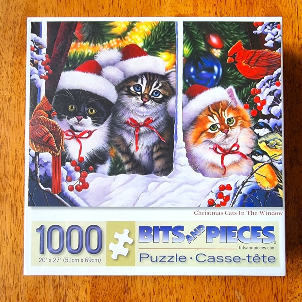 🆕Christmas Cats in the Window 1000 Piece Jigsaw Puzzle Bits and Pieces